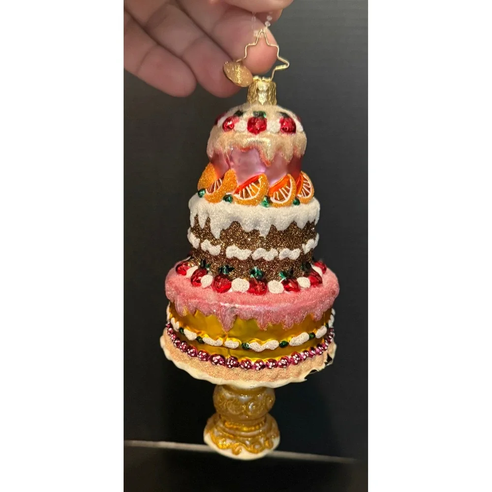 Christopher Radko Berry Sweet Cake Christmas Ornament  Fruit Tiered Glass READ‎